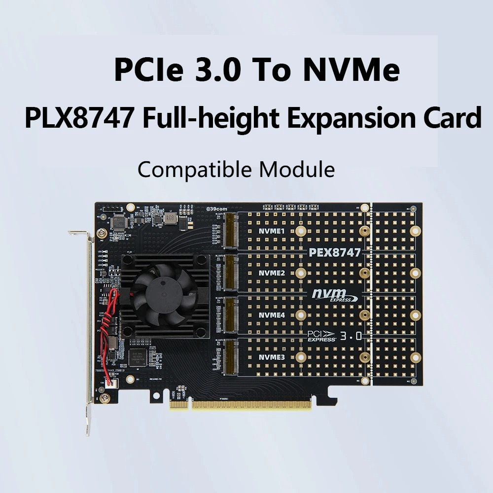 PCIe 3.0 X8 4‑Bay M.2 NVMe Exp - Quad M.2 Nvme Pcie Bifurcation Card ulasan dan harga